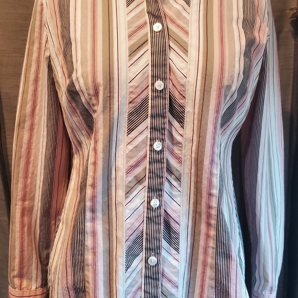 Ann Taylor Loft Pink Striped Blouse